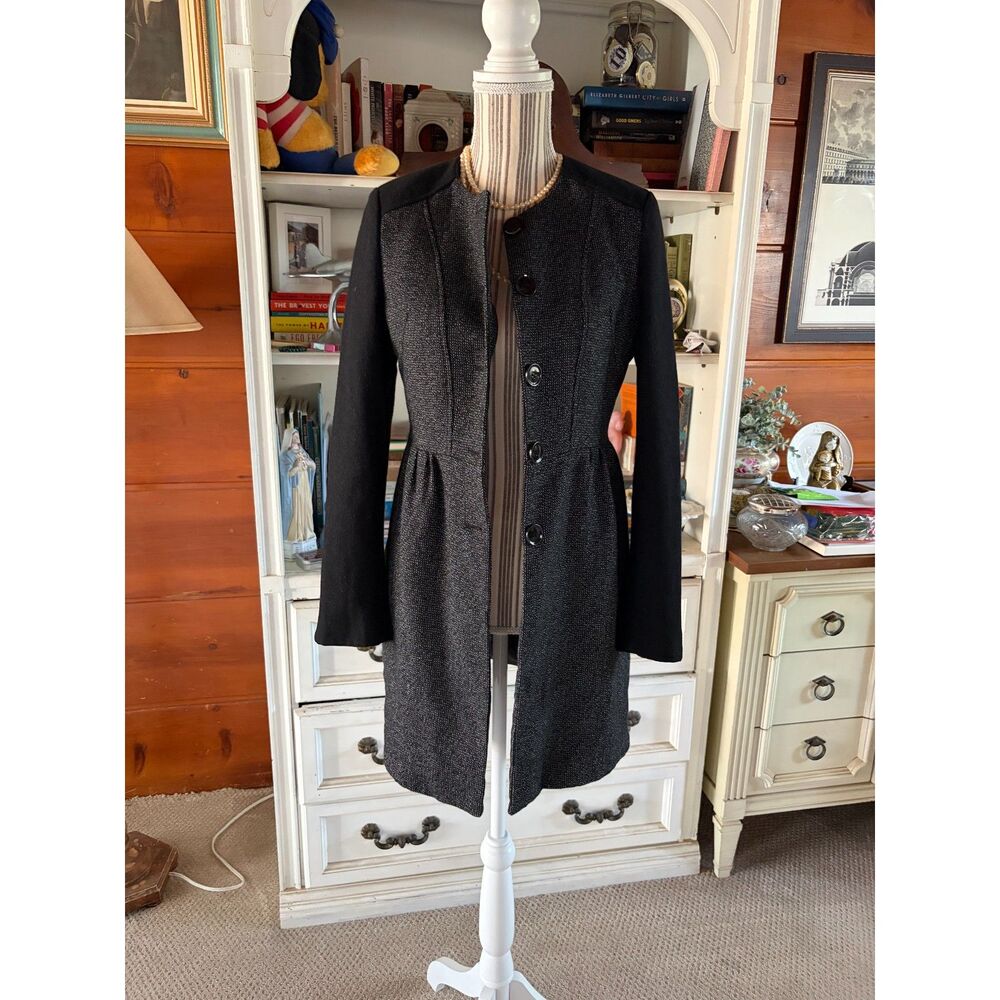 H&M Fitted Princess Cut Tailored Preppy Tweed Academia Classic Chic Overcoat